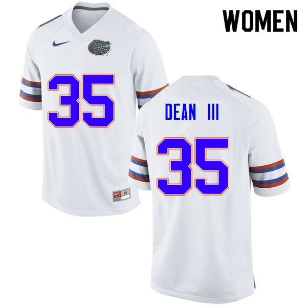 NCAA Florida Gators Trey Dean III Women's #35 Nike White Stitched Authentic College Football Jersey YGK3564VP